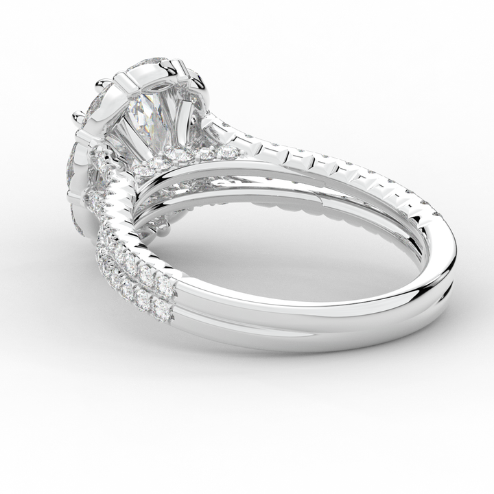 2.30CT.TW OVAL LAB DIAMOND HALO SPLIT SHANK ENGAGEMENT RING - Nazarelle