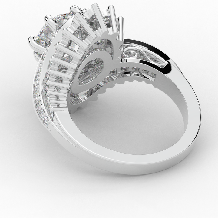 3.35CT.TW ROUND LAB DIAMOND BYPASS HALO ENGAGEMENT RING - Nazarelle