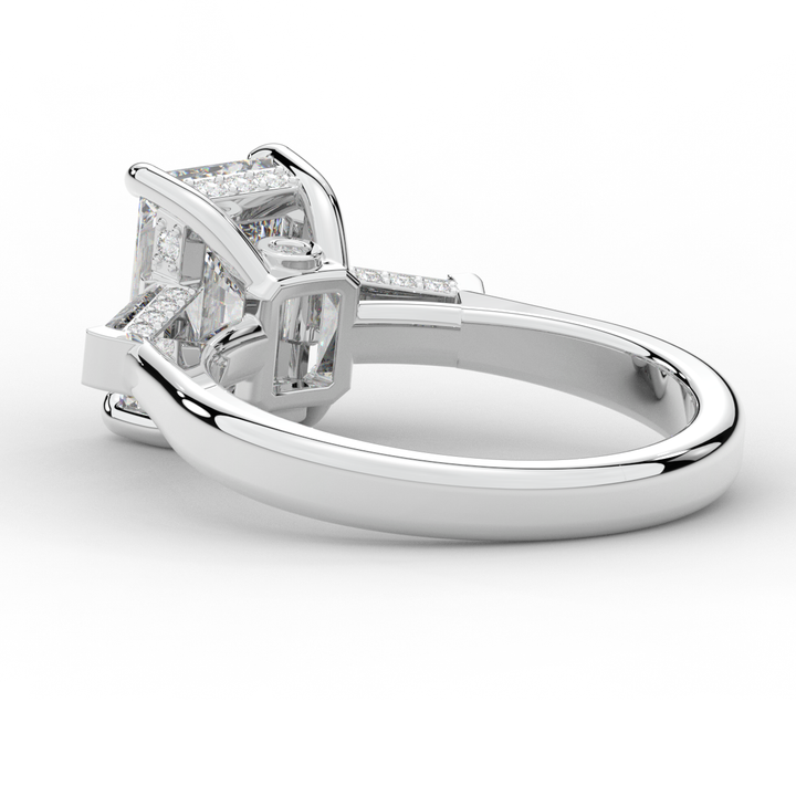 3.45CT.TW RADIANT LAB DIAMOND 3 STONE ENGAGEMENT RING - Nazarelle