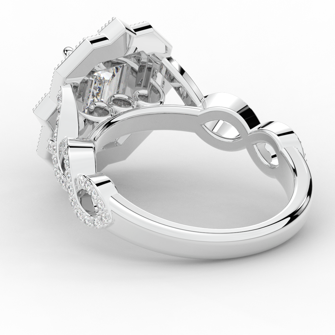 1.90CT.TW EMERALD CUT LAB DIAMOND HALO ENGAGEMENT RING - Nazarelle