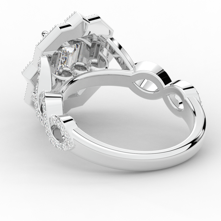 1.90CT.TW EMERALD CUT LAB DIAMOND HALO ENGAGEMENT RING - Nazarelle