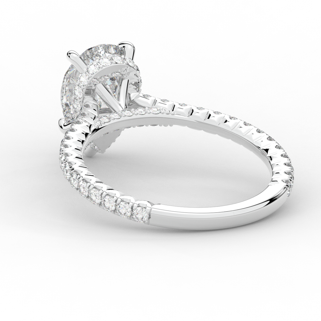 2.50CT.TW PEAR LAB DIAMOND UNDERHALO SOLITAIRE ENGAGEMENT RING - Nazarelle