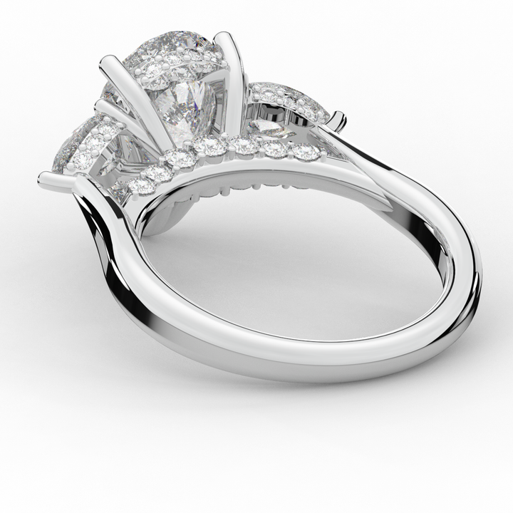 3.70CT.TW PEAR LAB DIAMOND 3 STONE ENGAGEMENT RING - Nazarelle
