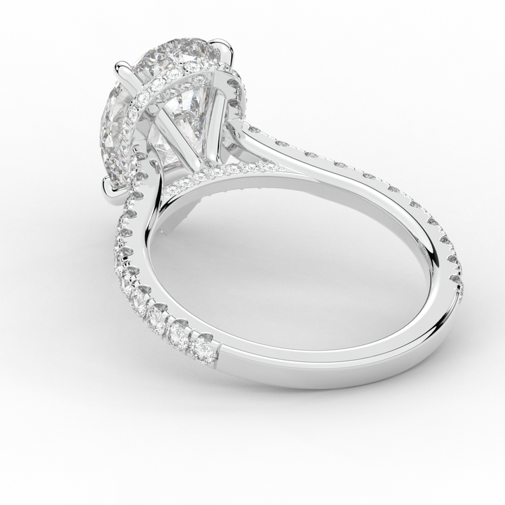 4.60CT.TW PEAR LAB DIAMOND UNDERHALO SOLITAIRE ENGAGEMENT RING - Nazarelle