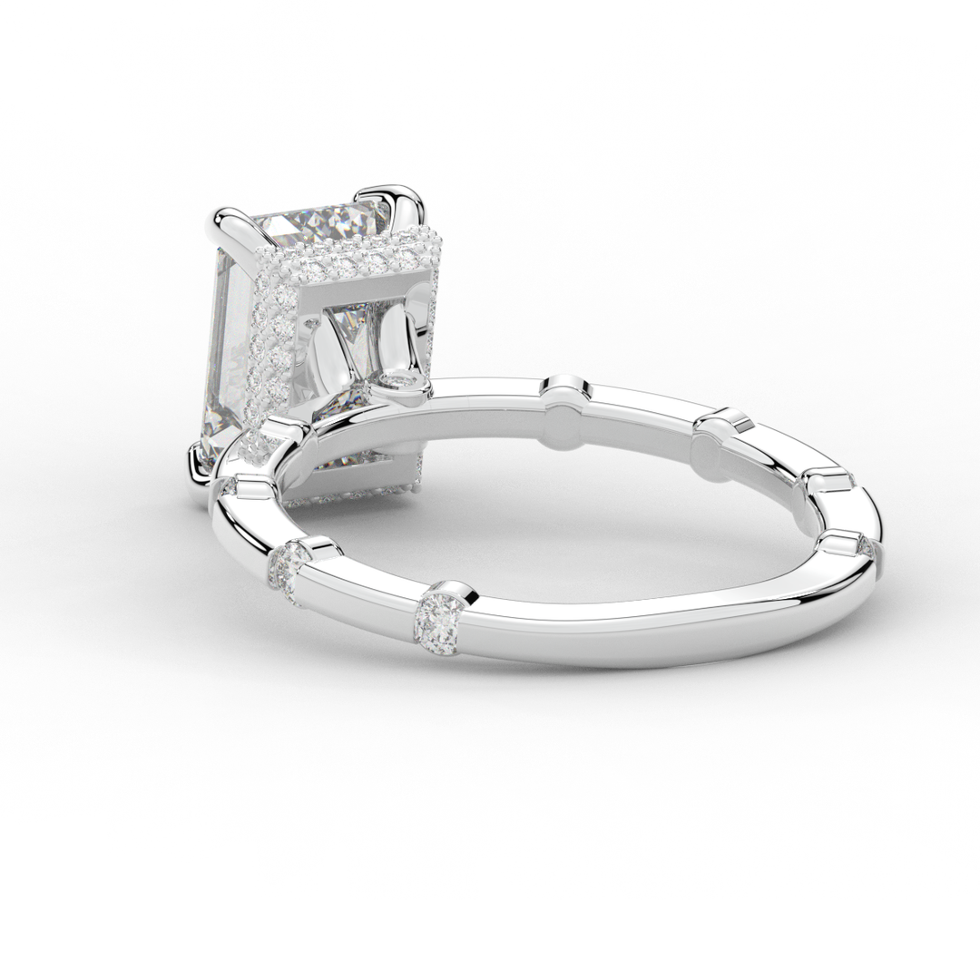 2.60CT.TW RADIANT LAB DIAMOND UNDERHALO SOLITAIRE ENGAGEMENT RING - Nazarelle