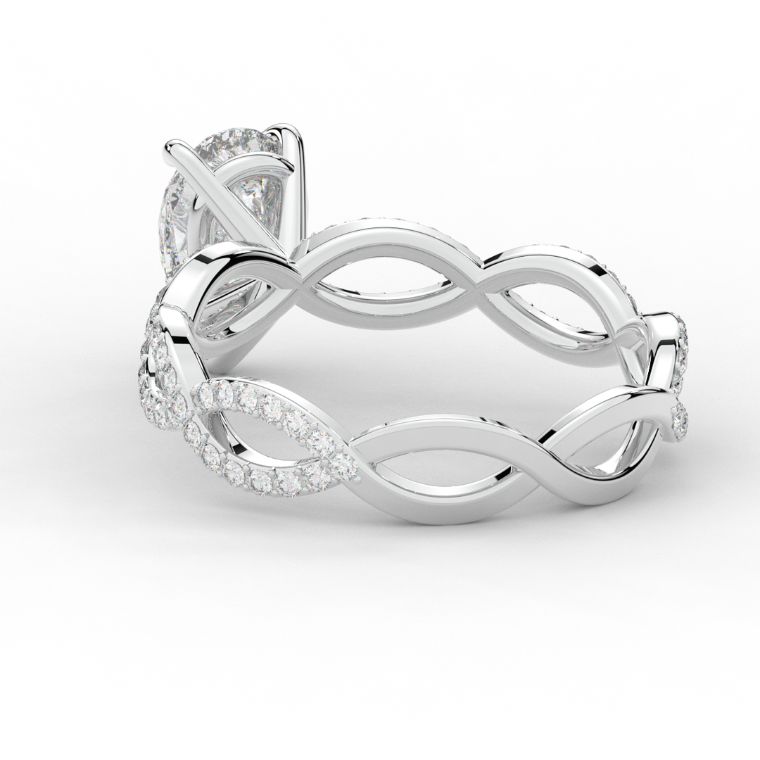 1.30CT.TW PEAR LAB DIAMOND TWIST BAND ENGAGEMENT RING - Nazarelle