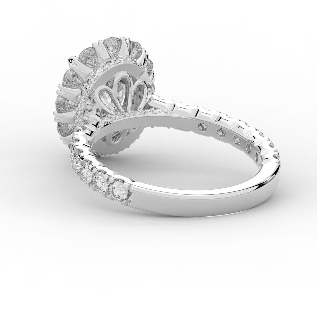 3.40CT.TW OVAL LAB DIAMOND HALO ENGAGEMENT RING - Nazarelle