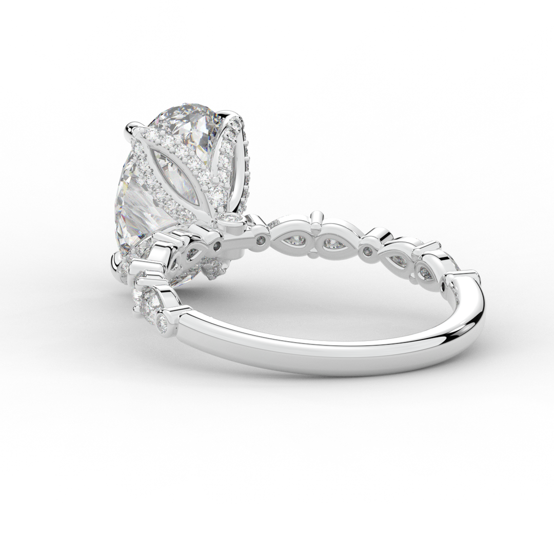 3.60CT.TW OVAL LAB DIAMOND SOLITAIRE ENGAGEMENT RING - Nazarelle