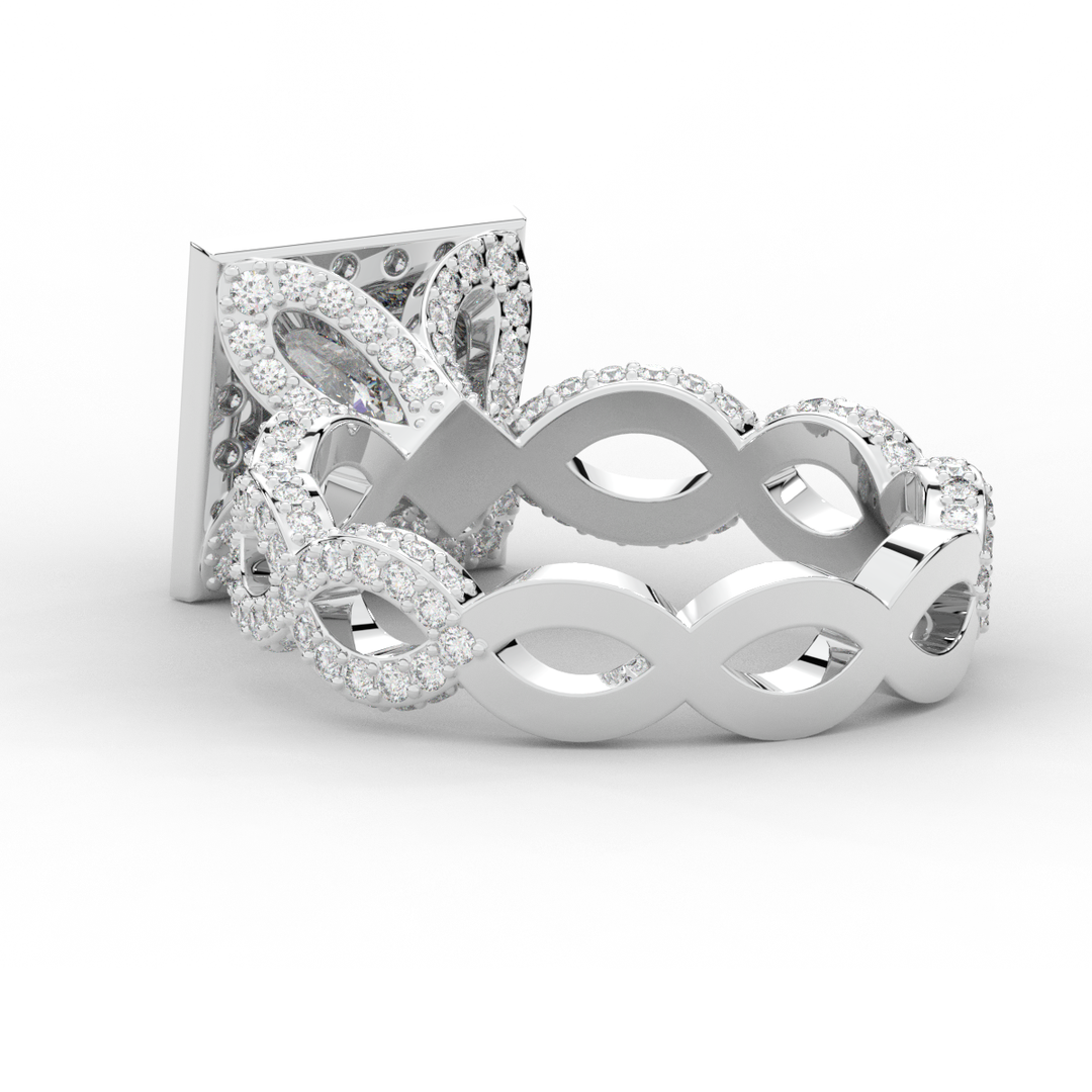 2.40CT.TW PRINCESS LAB DIAMOND HALO ENGAGEMENT RING - Nazarelle