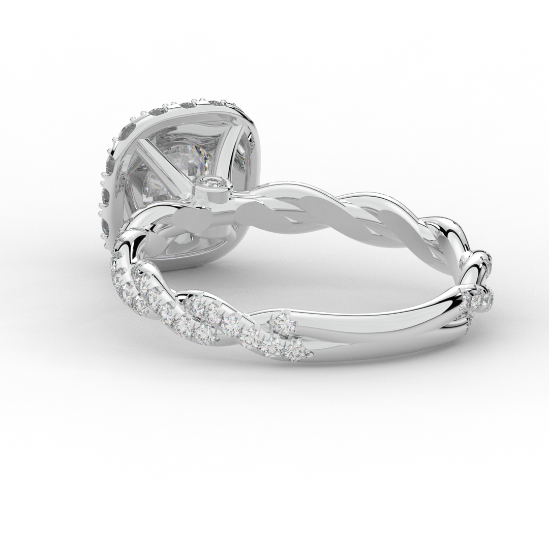 1.55CT.TW ROUND LAB DIAMOND HALO TWIST ENGAGEMENT RING - Nazarelle