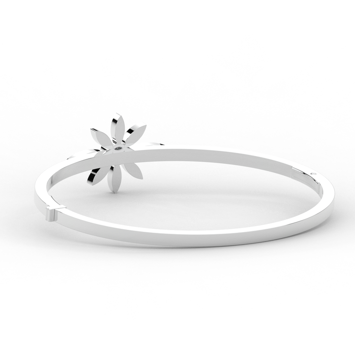 0.40CT.TW ROUND LAB BEZEL AND PRONG SET FLOWER DIAMOND BANGLE - Nazarelle