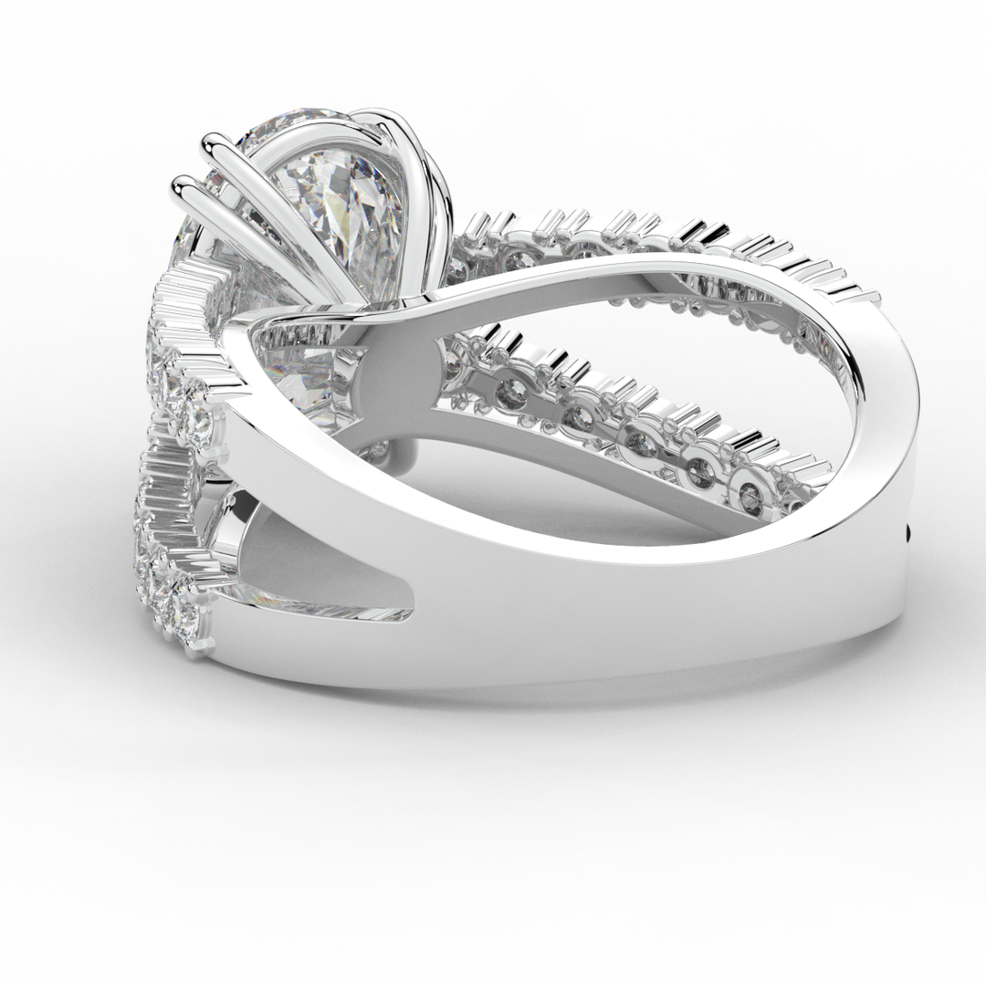 3.75CT.TW OVAL LAB DIAMOND SPLIT BAND ENGAGEMENT RING