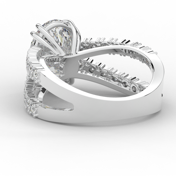 3.75CT.TW OVAL LAB DIAMOND SPLIT BAND ENGAGEMENT RING