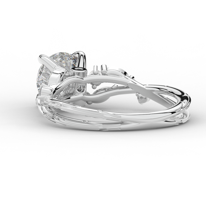 1.75CT.TW ROUND LAB DIAMOND STYLIZED VINE AND TREE BARK FINISH ENGAGEMENT RING - Nazarelle