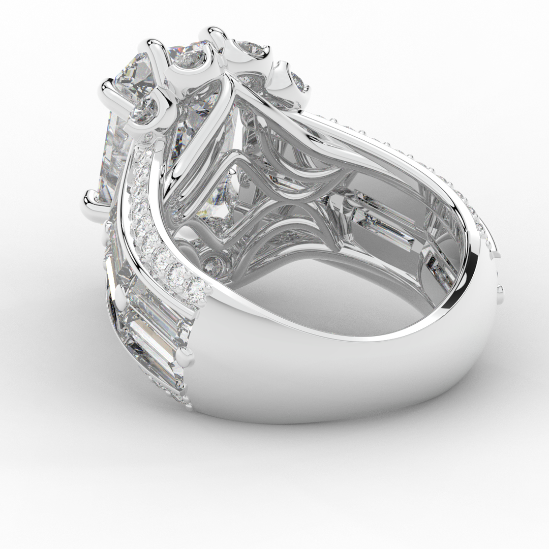 8.25CT.TW EMERALD CUT LAB DIAMOND HALO ENGAGEMENT RING - Nazarelle