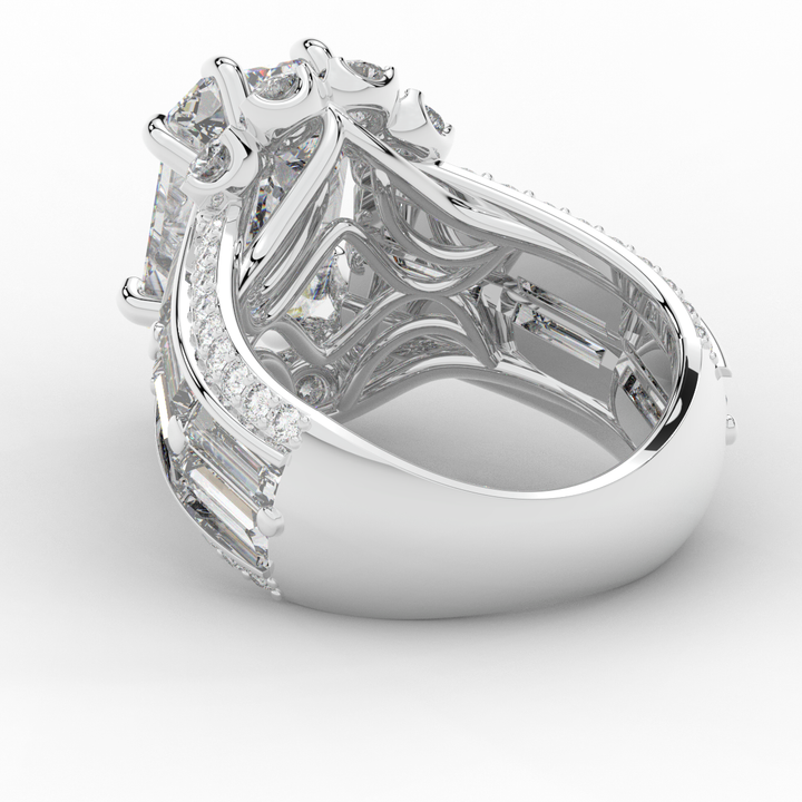 8.25CT.TW EMERALD CUT LAB DIAMOND HALO ENGAGEMENT RING - Nazarelle