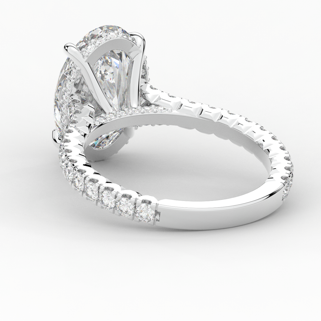 4.70CT.TW OVAL LAB DIAMOND UNDERHALO SOLITAIRE ENGAGEMENT RING - Nazarelle