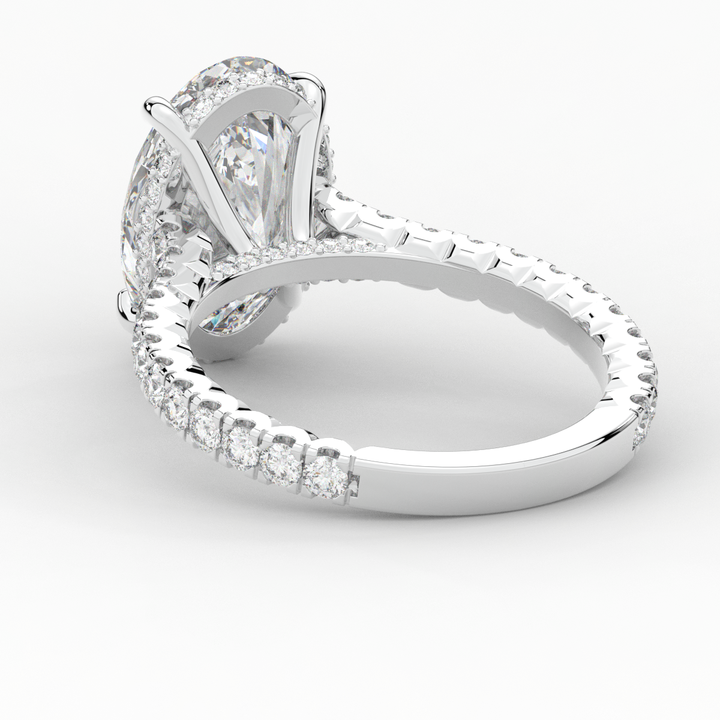 4.70CT.TW OVAL LAB DIAMOND UNDERHALO SOLITAIRE ENGAGEMENT RING - Nazarelle