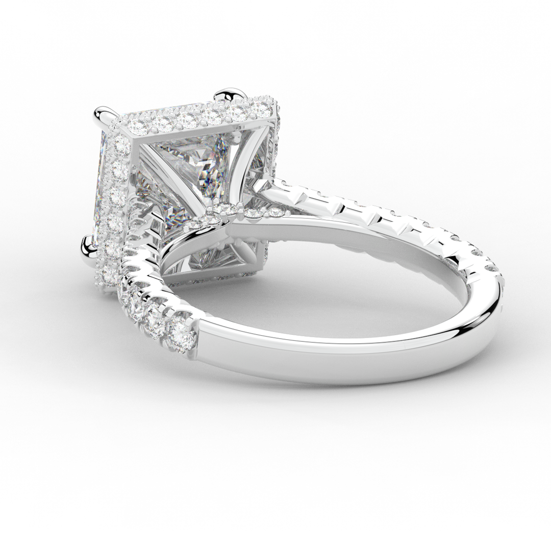 3.90CT.TW PRINCESS LAB DIAMOND HALO ENGAGEMENT RING - Nazarelle
