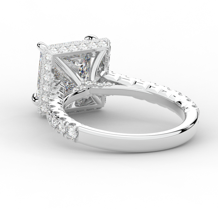 3.90CT.TW PRINCESS LAB DIAMOND HALO ENGAGEMENT RING - Nazarelle