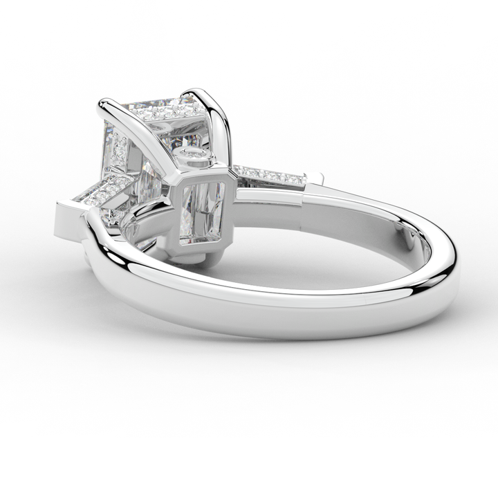 3.45CT.TW RADIANT LAB DIAMOND 3 STONE ENGAGEMENT RING - Nazarelle