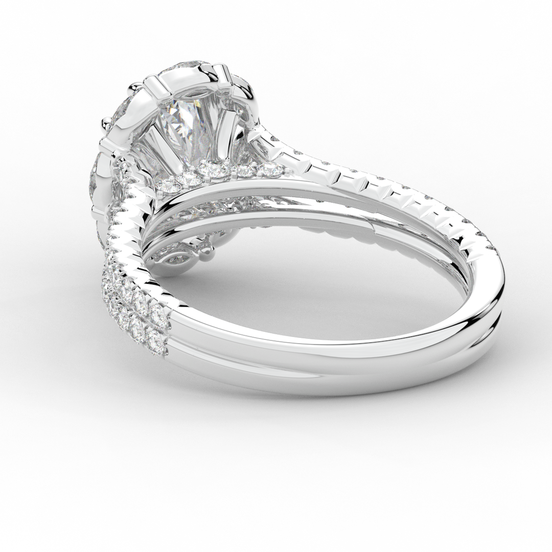 2.30CT.TW OVAL LAB DIAMOND HALO SPLIT SHANK ENGAGEMENT RING - Nazarelle