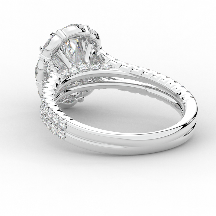 2.30CT.TW OVAL LAB DIAMOND HALO SPLIT SHANK ENGAGEMENT RING - Nazarelle