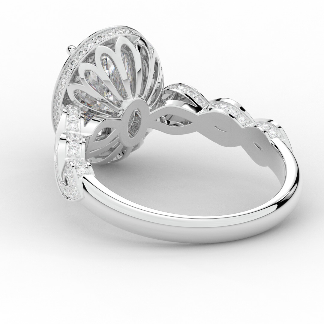 3.10CT.TW OVAL LAB DIAMOND HALO ENGAGEMENT RING - Nazarelle