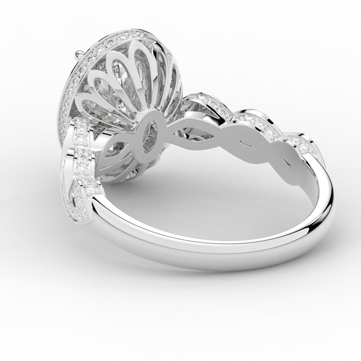 3.10CT.TW OVAL LAB DIAMOND HALO ENGAGEMENT RING - Nazarelle