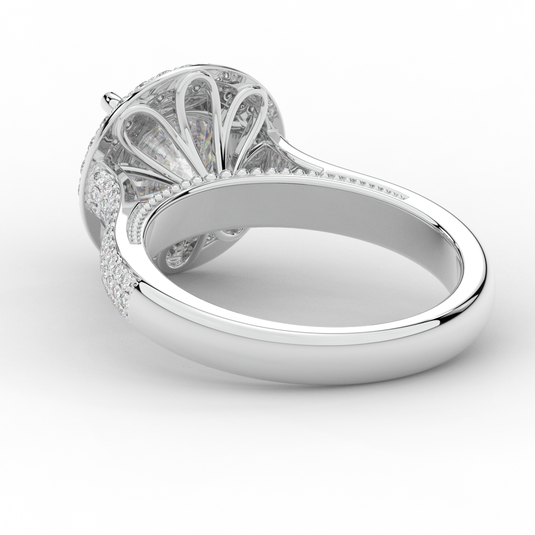 2.45CT.TW ROUND LAB DIAMOND HALO ENGAGEMENT RING - Nazarelle