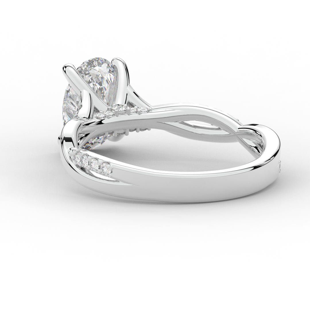 1.70CT.TW OVAL LAB DIAMOND TWIST BAND ENGAGEMENT RING - Nazarelle
