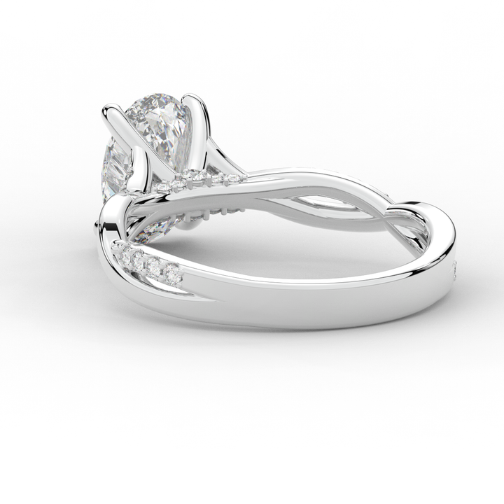1.70CT.TW OVAL LAB DIAMOND TWIST BAND ENGAGEMENT RING - Nazarelle