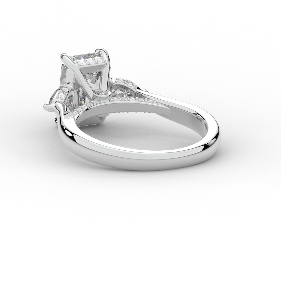 2.40CT.TW EMERALD CUT LAB DIAMOND 3 STONE ENGAGEMENT RING - Nazarelle