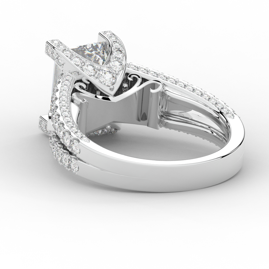 4.60CT.TW EMERALD CUT LAB DIAMOND SPLIT SHANK ENGAGEMENT RING - Nazarelle