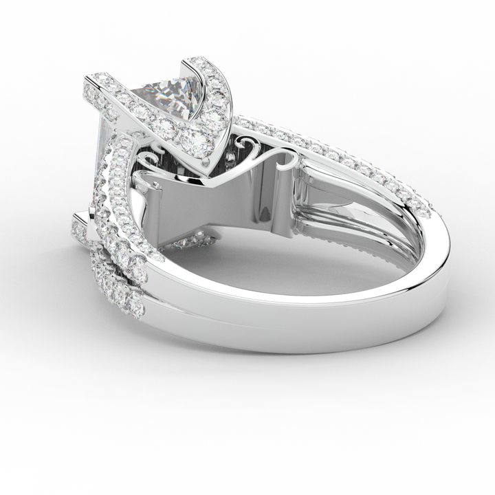 4.60CT.TW EMERALD CUT LAB DIAMOND SPLIT SHANK ENGAGEMENT RING - Nazarelle