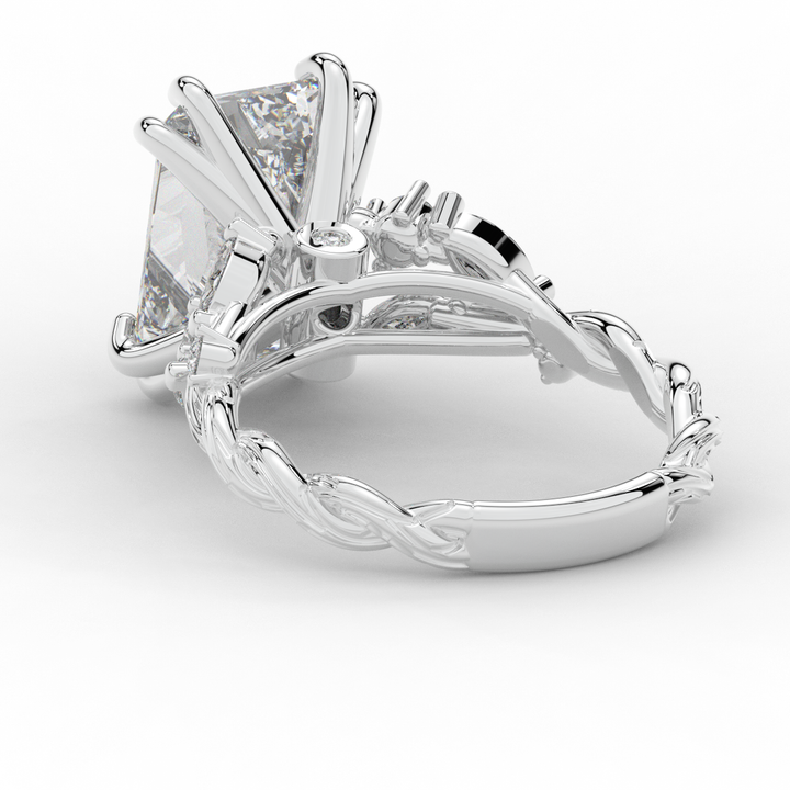 5.30CT.TW RADIANT LAB DIAMOND STYLIZED VINE AND TREE BARK FINISH ENGAGEMENT RING - Nazarelle