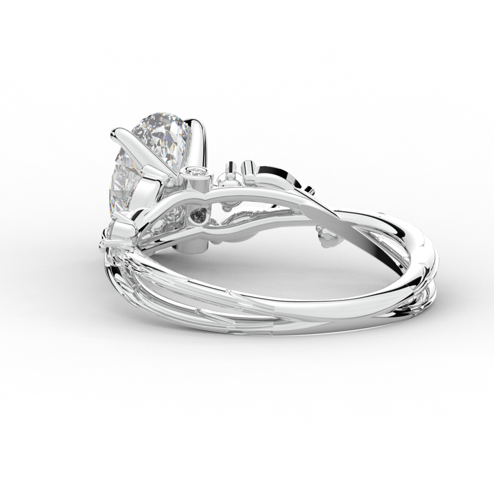 2.25CT.TW OVAL LAB DIAMOND STYLIZED VINE AND TREE BARK FINISH ENGAGEMENT RING - Nazarelle
