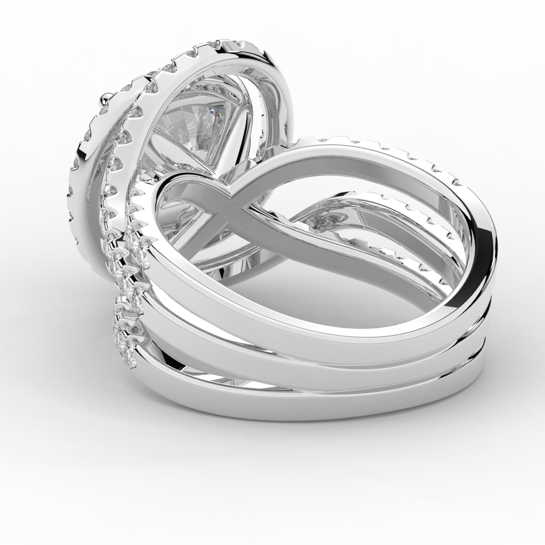 3.90CT.TW ROUND LAB DIAMOND TWIST HALO ENGAGEMENT RING - Nazarelle