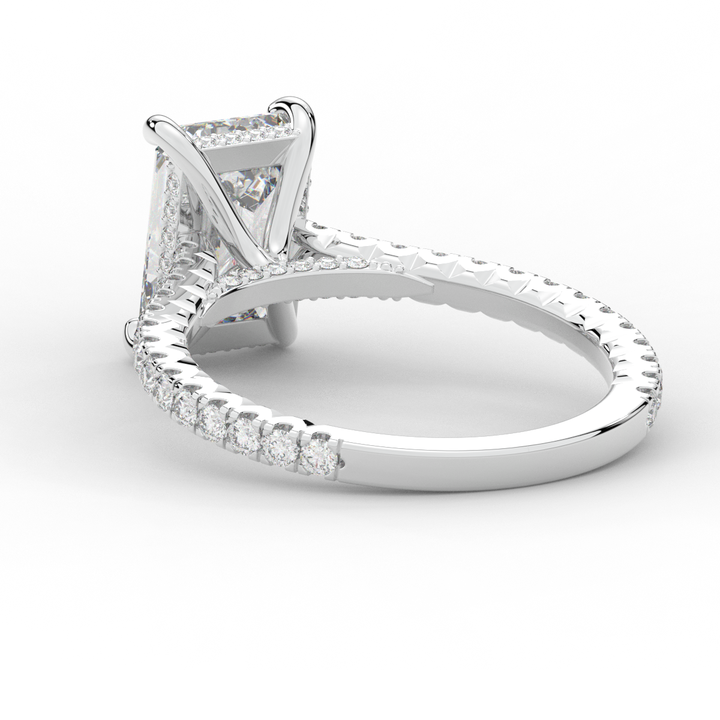 3.50CT.TW EMERALD CUT LAB DIAMOND UNDERHALO SOLITAIRE ENGAGEMENT RING - Nazarelle