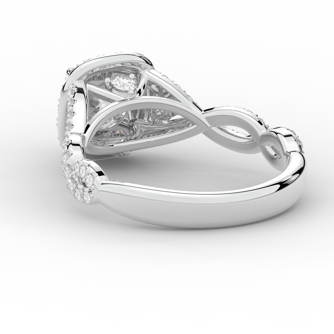 1.60CT.TW ROUND LAB DIAMOND HALO TWIST ENGAGEMENT RING - Nazarelle