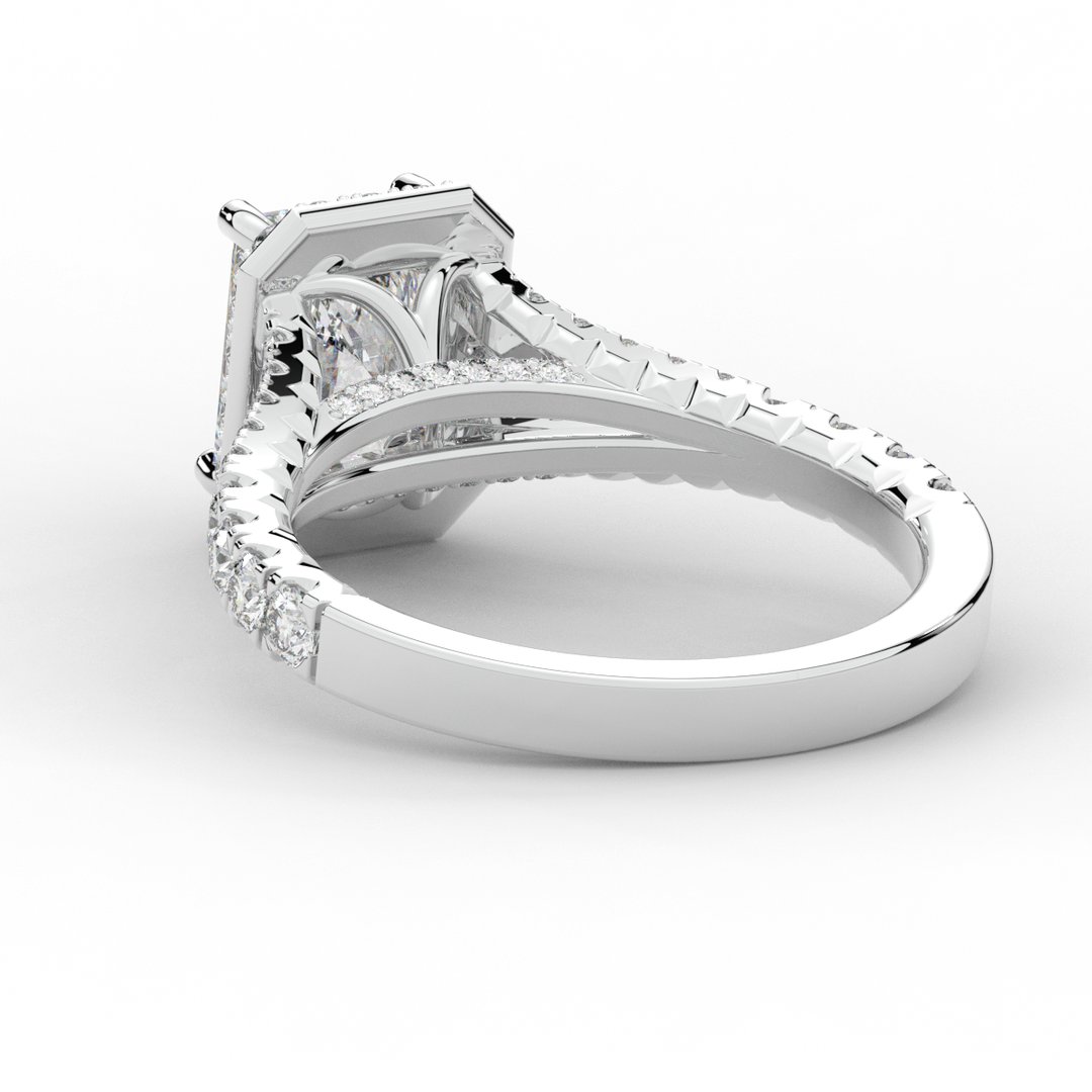 2.60CT.TW RADIANT LAB DIAMOND SPLIT SHANK HALO ENGAGEMENT RING - Nazarelle