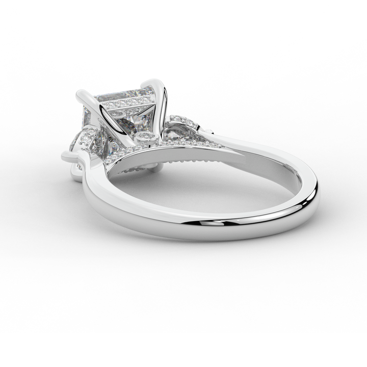 2.40CT.TW PRINCESS LAB DIAMOND 3 STONE ENGAGEMENT RING - Nazarelle