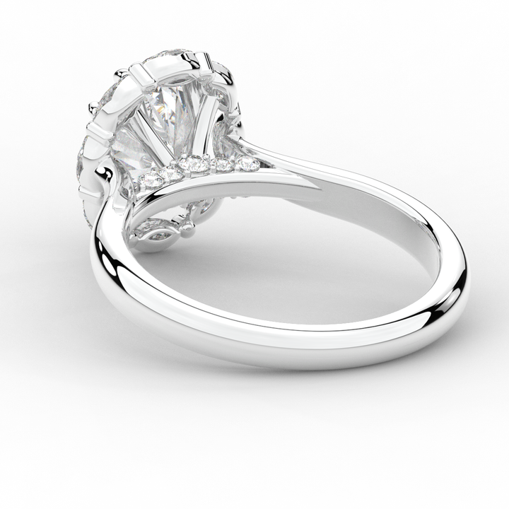 1.90CT.TW OVAL LAB DIAMOND HALO ENGAGEMENT RING - Nazarelle