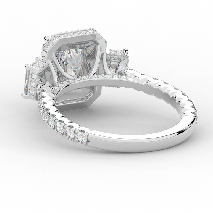 3.20CT.TW RADIANT LAB DIAMOND 3 STONE ENGAGEMENT RING - Nazarelle