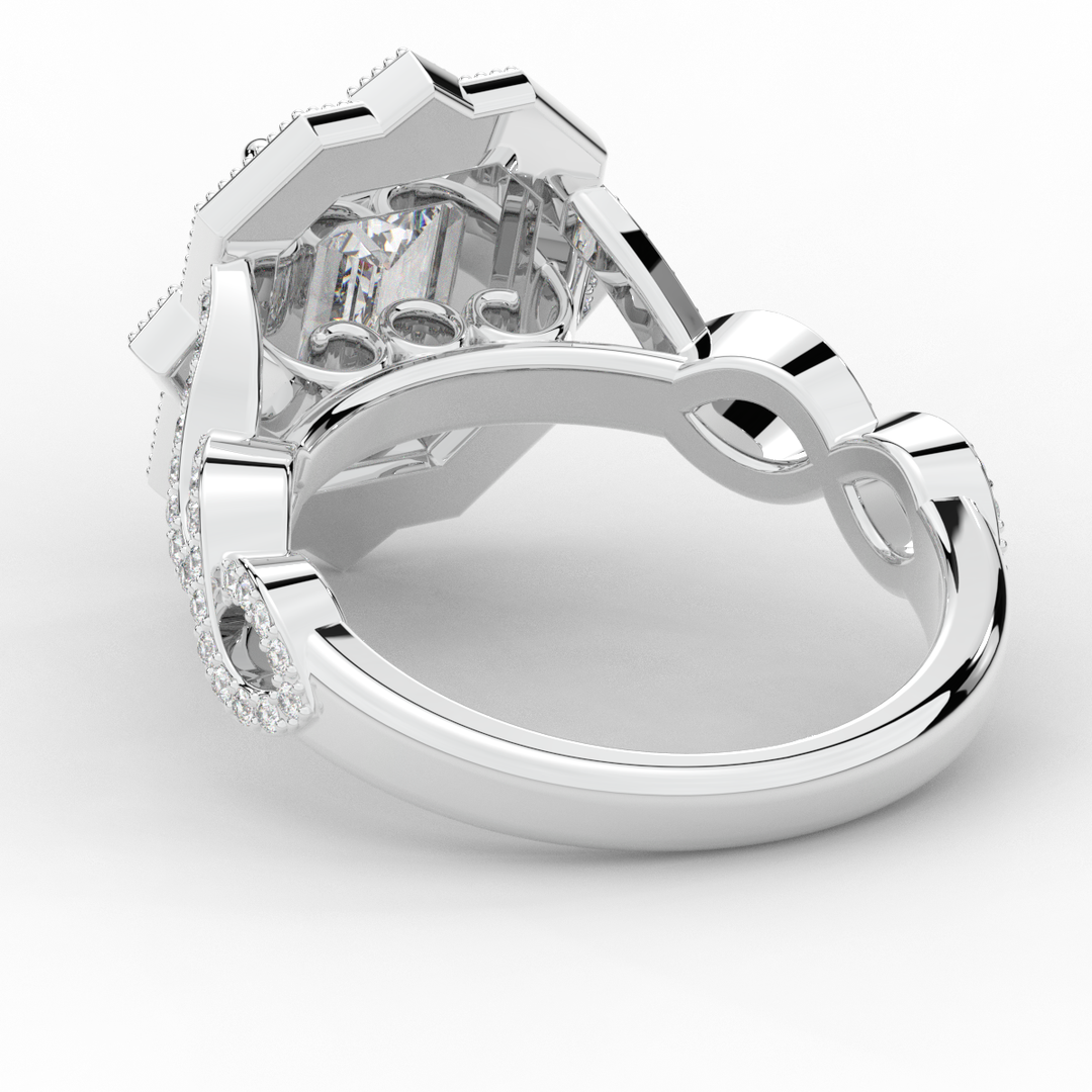 1.90CT.TW EMERALD CUT LAB DIAMOND HALO ENGAGEMENT RING - Nazarelle
