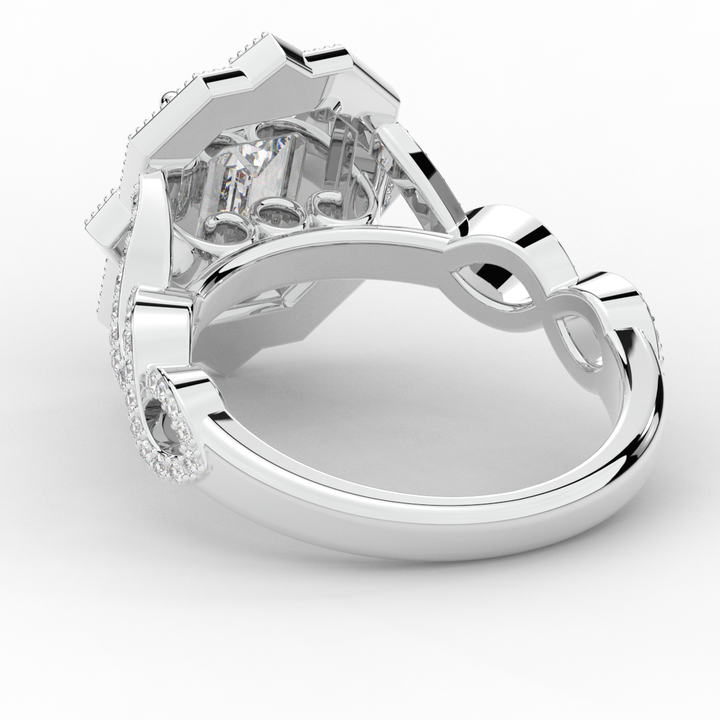1.90CT.TW EMERALD CUT LAB DIAMOND HALO ENGAGEMENT RING - Nazarelle