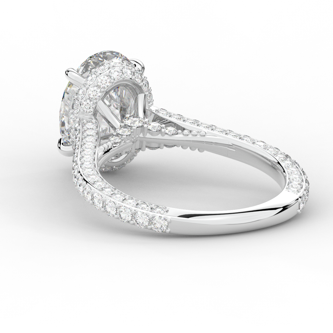 4.00CT.TW OVAL LAB DIAMOND UNDERHALO SOLITAIRE ENGAGEMENT RING - Nazarelle