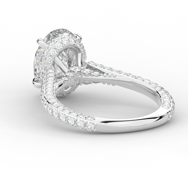 4.00CT.TW OVAL LAB DIAMOND UNDERHALO SOLITAIRE ENGAGEMENT RING - Nazarelle