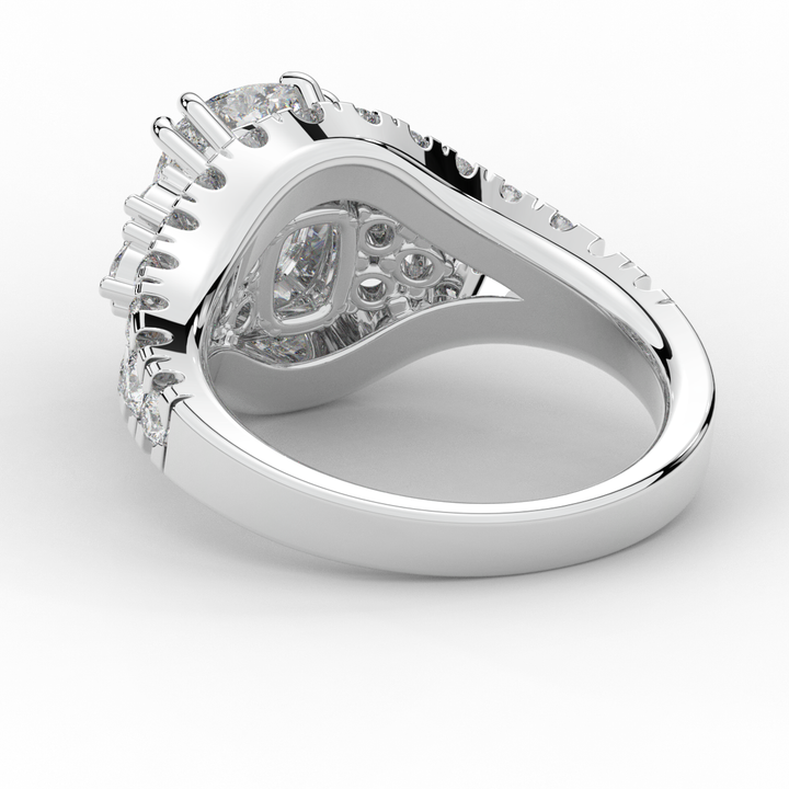 3.10CT.TW CUSHION LAB DIAMOND HALO ENGAGEMENT RING - Nazarelle