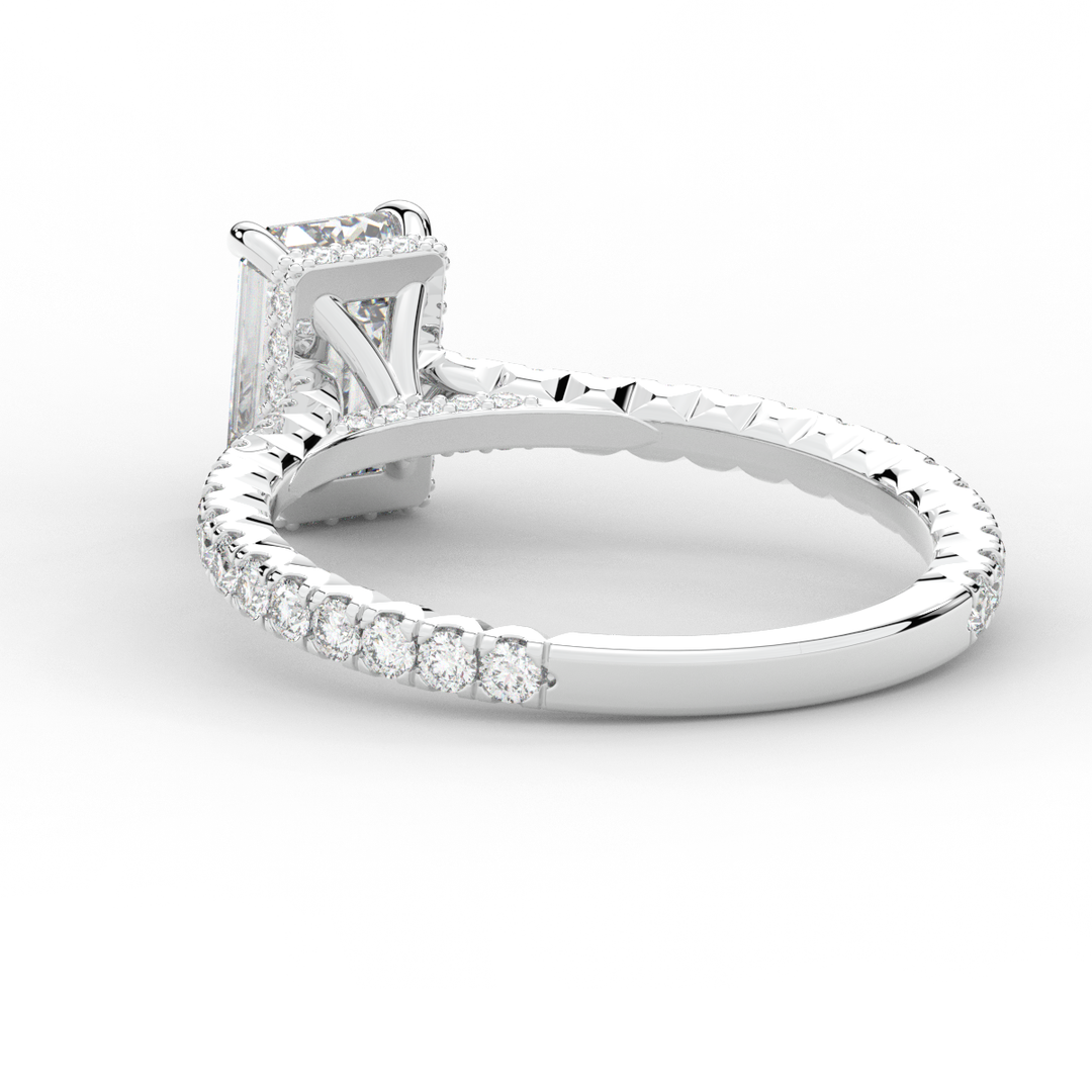 2.10CT.TW EMERALD CUT LAB DIAMOND UNDERHALO SOLITAIRE ENGAGEMENT RING - Nazarelle